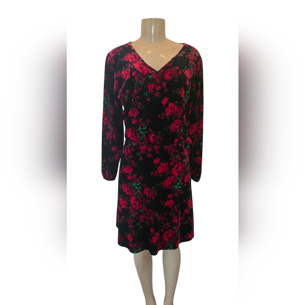 Womens Mommy And Me Floral Velour Dress - black
